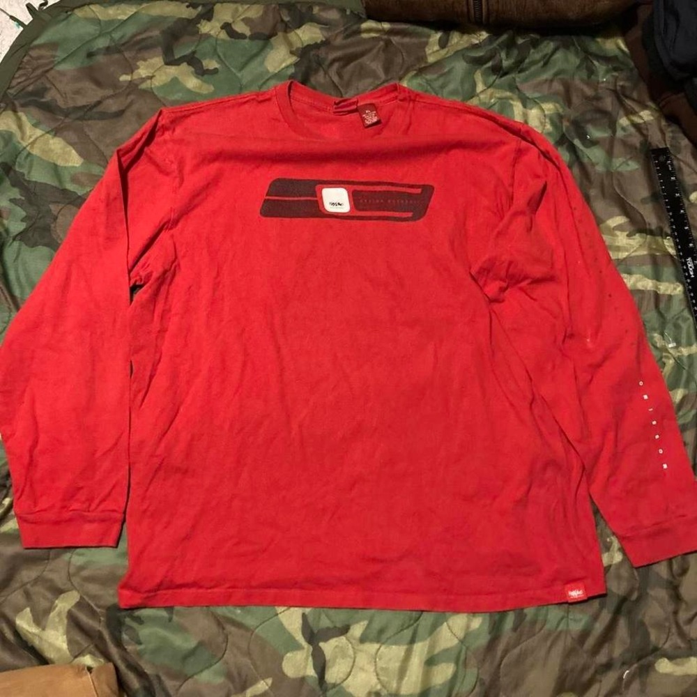 Mossimo red white long sleeve graphic tee vintage‎ Y2K men's XL/24